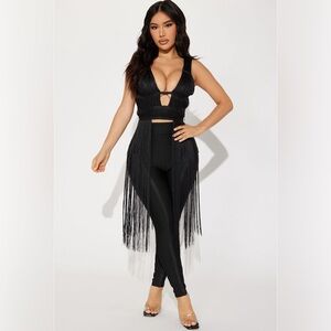 Bandage Fringe Pants Set